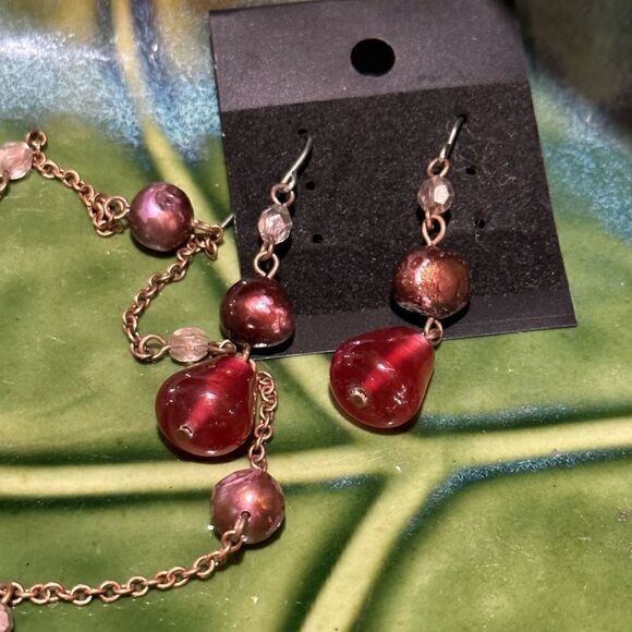 Glass Statement Necklaces with Earrings - Picture 3 of 7